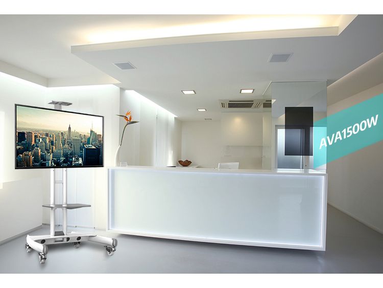 AVA1500WHT - [Outlet] biały ekskluzywny stojak, wózek do TV LCD, LED plazma 32"-65" 