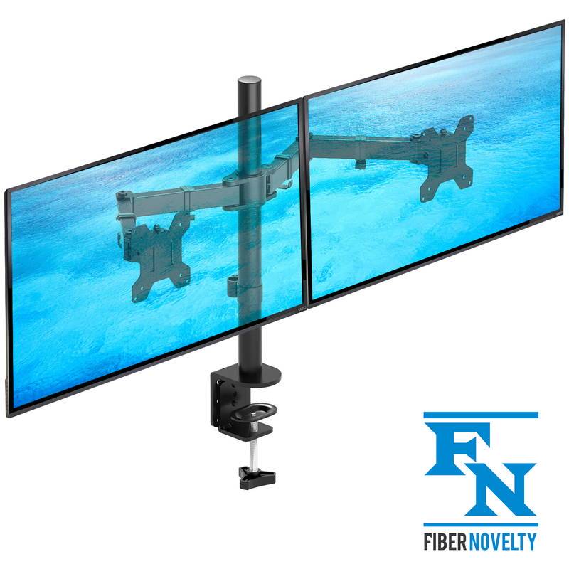 FN40 - Solidny biurkowy uchwyt do dwóch monitorów 2x LCD, LED 13"-27" Regulacja 3D