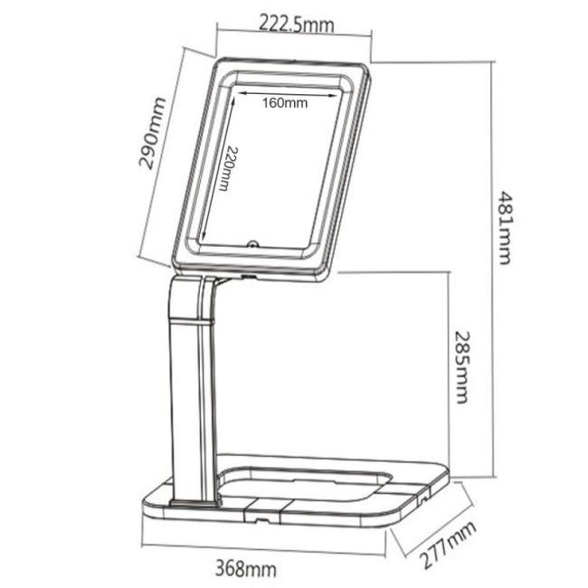 Rysunek techniczny stojaka do tabletu MC-644
