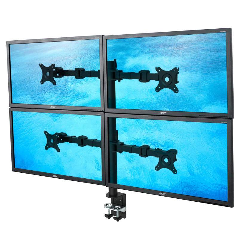 NF44 - Solidny biurkowy uchwyt do czterech monitorów 4x LCD, LED 10"-30" Regulacja 3D