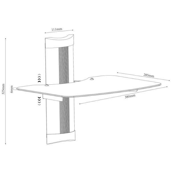 Rysunek techniczny półki szklanej OVI-S1