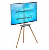 Tritonix Extra B – podłogowy stojak do telewizorów 32″-65″ z półką Industrial Tripod TV drewno + stal